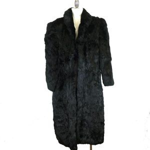 Niki Label 1980s Black Rabbit Fur Long Coat